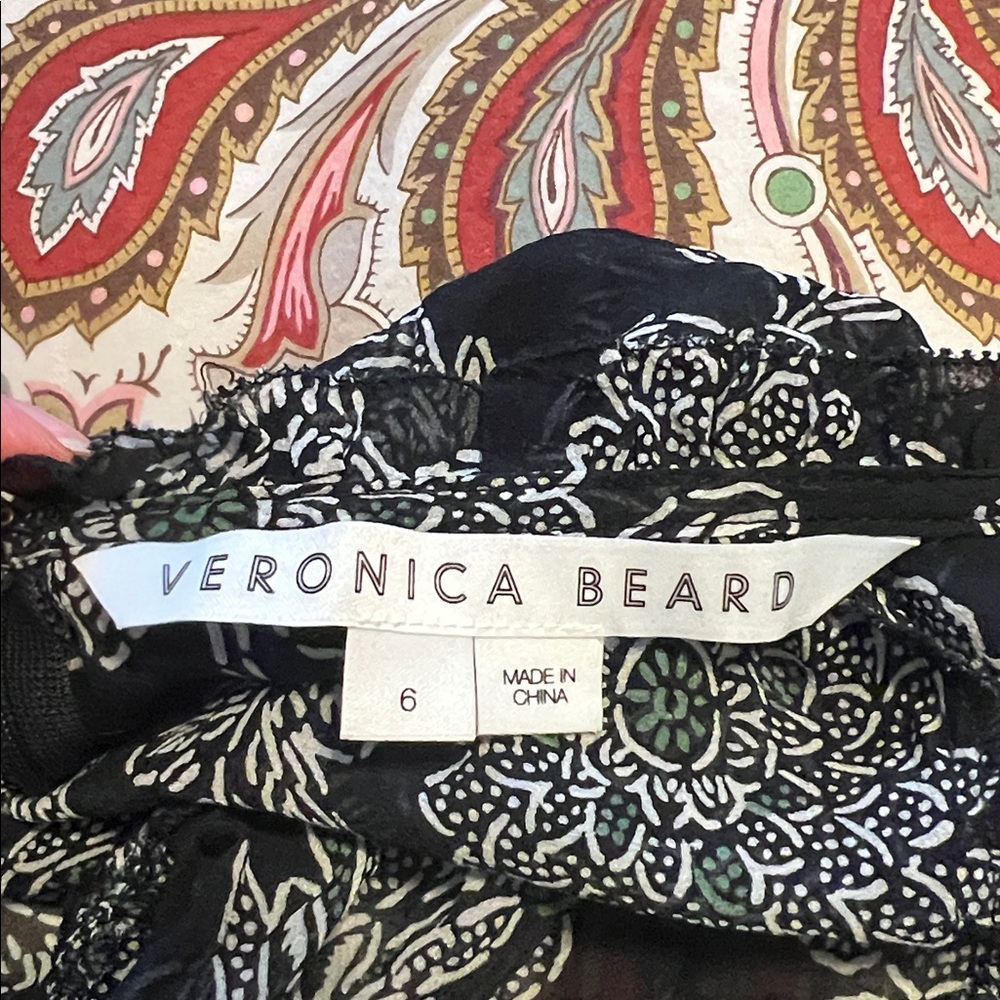 VERONICA BEARD Natuka Floral Print Sheer Ruffle Silk Blouse - Picture 9 of 12